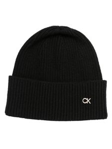 Calvin Klein bonnet en maille à design nervuré - Noir