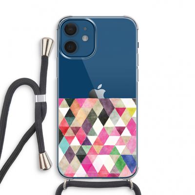 Gekleurde driehoekjes: iPhone 12 mini Transparant Hoesje met koord