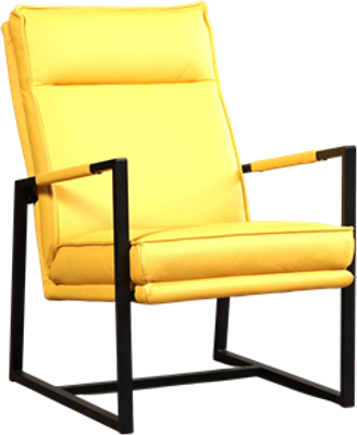Gele leren industriële design fauteuil Square - Toledo Leer Giallo (geel leer)