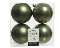 Kerstbal plc d10 cm mos groen 4st kerst - Decoris