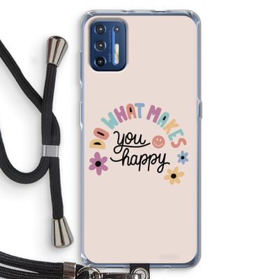 Happy days: Motorola Moto G9 Plus Transparant Hoesje met koord