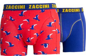 Zaccini boxershorts 2-pack blauw rood met vogel print