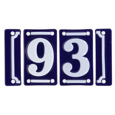 Best for Boots huisnummer 93 - met sierrand - Oudhollands - emaille - blauw/wit