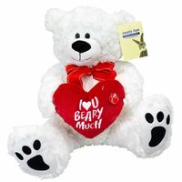 Pluche knuffelbeer/teddybeer met I love you hartje - met geluid - wit - 30 cm   -