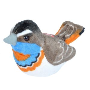 Zangvogel blauwborst van pluche met geluid 13 cm