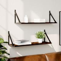 Wandschappen 2 st 80x25x25,5 cm bewerkt hout gerookt eikenkleur