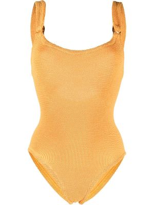 Hunza G maillot de bain Domino à effet froissé - Orange