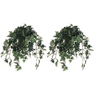 2x stuks hedera klimop kunstplanten groen in pot L45 x B25 x H25 cm