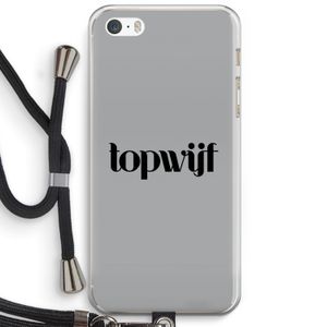 Topwijf Grijs Zwart: iPhone 5 / 5S / SE Transparant Hoesje met koord