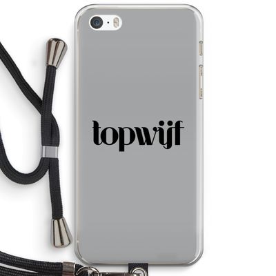 Topwijf Grijs Zwart: iPhone 5 / 5S / SE Transparant Hoesje met koord