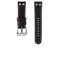 TW Steel horlogeband TWB02L Leder Zwart 24mm + wit stiksel