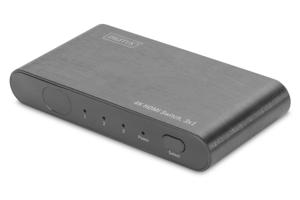 Digitus DS-45316 HDMI-switch 3 poorten Met metalen behuizing, Ultra HD-geschikt, Met aluminium behuizing, LED-weergave, Met afstandsbediening 4096 x 2160 Pixel