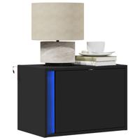 Nachtkastjes met LED's 2 st wandgemonteerd zwart