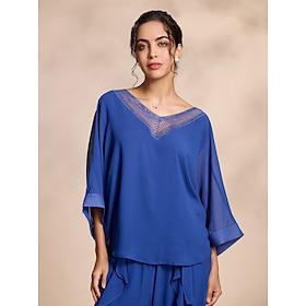 chiffon casual magyar mouw diepe v-blouse