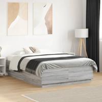 Bedframe met LED-verlichting grijs sonoma eiken 135x190 cm