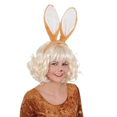 Verkleed diadeem met konijnen/Hazen oren - paashaas - bruin - bunny haarband