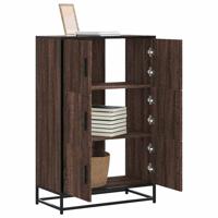 Hoge kast 68x35x106,5cm bewerkt hout en metaal bruin eikenkleur