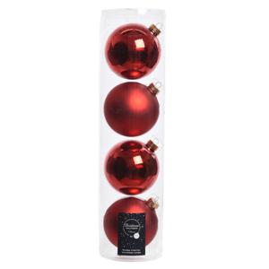 Decoris kerstballen - 4x st - rood - D10 cm - glas - kerstversiering