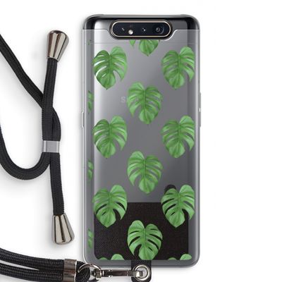 Monstera leaves: Samsung Galaxy A80 Transparant Hoesje met koord