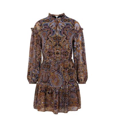 OBJECT semi-transparante jurk OBJMARCIN van gerecycled polyester bruin/zwart OBJECT semi-transparante jurk OBJMARCIN van gerecycled polyester bruin/zwart