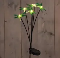 Anna's Collection Tuinsteker solar 6 libelles led 7 x 69 cm warm wit - Groen