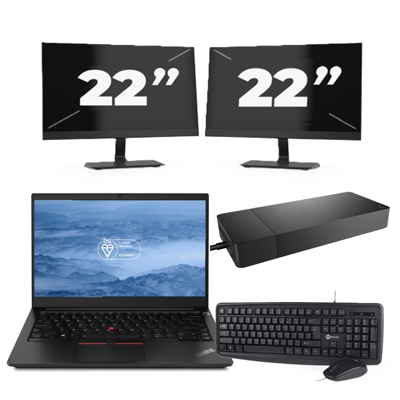 Lenovo ThinkPad E14 - Intel Core i3-10e Generatie - 14 inch - 16GB RAM - 256GB SSD - Windows 11 + 2x 22 inch Monitor Lenovo ThinkPad E14 - Intel Core i3-10e Generatie - 14 inch - 16GB RAM - 256GB SSD - Windows 11 + 2x 22 inch Monitor