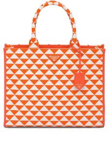 Prada sac cabas à design brodé - Orange