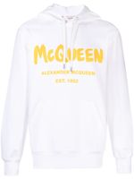 Alexander McQueen hoodie à logo Graffiti imprimé - Blanc