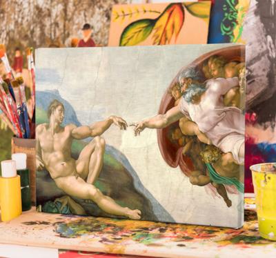 De Schepping van Adam canvas schilderij