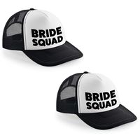 6x stuks zwart/ wit Bride Squad snapback cap/ truckers pet dames - Vrijgezellenfeest petjes - thumbnail