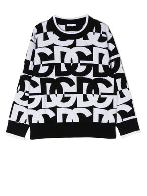 Dolce & Gabbana Kids pull à logo intarsia - Noir