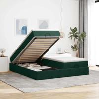Ottoman bed met matrassen 160x200cm fluweel donkergroen