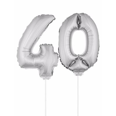 40 jaar leeftijd feestartikelen - versiering cijfers - ballonnen op stokje - van 41 cm