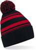 Beechfield CB473R Striped Fan Beanie - Black/Classic Red - One Size