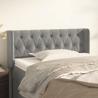 Hoofdbord met randen 93x16x78/88 cm fluweel lichtgrijs