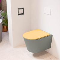 Wandcloset Mondiaz Lavie | Zonder spoelrand | Incl.Toiletzitting-Ocher | Keramiek | Smoke (grijs)