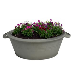 Plantenpot/bloempot teil Farmer - rond - zink - donkergrijs - D23 X H11 cm