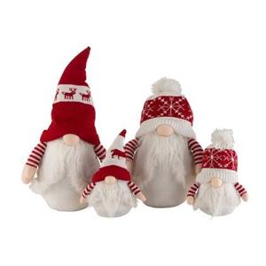 J-Line kerstfiguur Kabouter - textiel - rood|wit - medium - 2 stuks