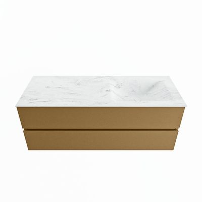 MONDIAZ VICA-DLUX 130cm badmeubel onderkast Oro 2 lades. Inbouw wastafel CLOUD rechts 1 kraangat, kleur Opalo.