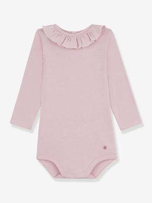 Babyromper met ruches van katoen rib 1x1 meisje PETIT BATEAU rozen