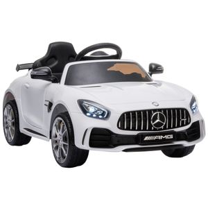 HOMCOM Kindervoertuig Mercedes Benz GTR elektrische auto met afstandsbediening muziek wit | Aosom Netherlands