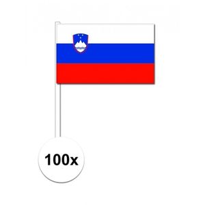 100x Slovenie decoratie papieren zwaaivlaggetjes   -