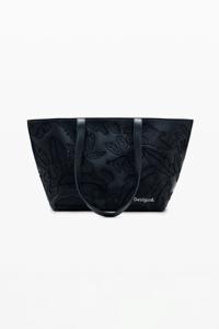 Grote geborduurde shopper tas - BLACK - U