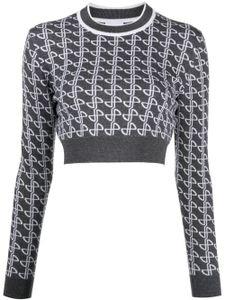 Patou pull en jacquard à coupe crop - Gris