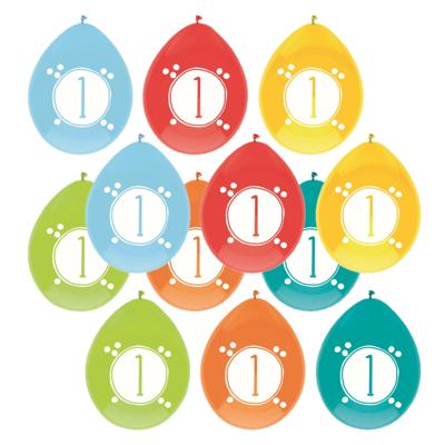 Haza party Ballonnen - 1 jaar - leeftijd verjaardag - 12x stuks - 30 cm - versiering - feestartikele