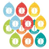 Haza party Ballonnen - 1 jaar - leeftijd verjaardag - 12x stuks - 30 cm - versiering - feestartikele