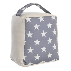 Items Deurstopper Stars - 1 kilo gewicht - met oppak lus - grijs/wit - 16 x 18 cm - Deurstoppers