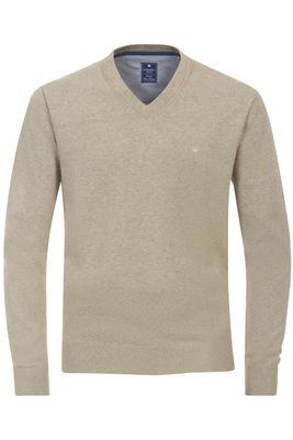 Redmond Casual Regular Fit Trui V-hals beige, Effen