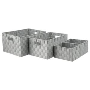 Gevlochten opbergmanden - Set van 4 - polyester - grijs - kast-organisers - opbergen