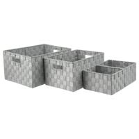 Gevlochten opbergmanden - Set van 4 - polyester - grijs - kast-organisers - opbergen
